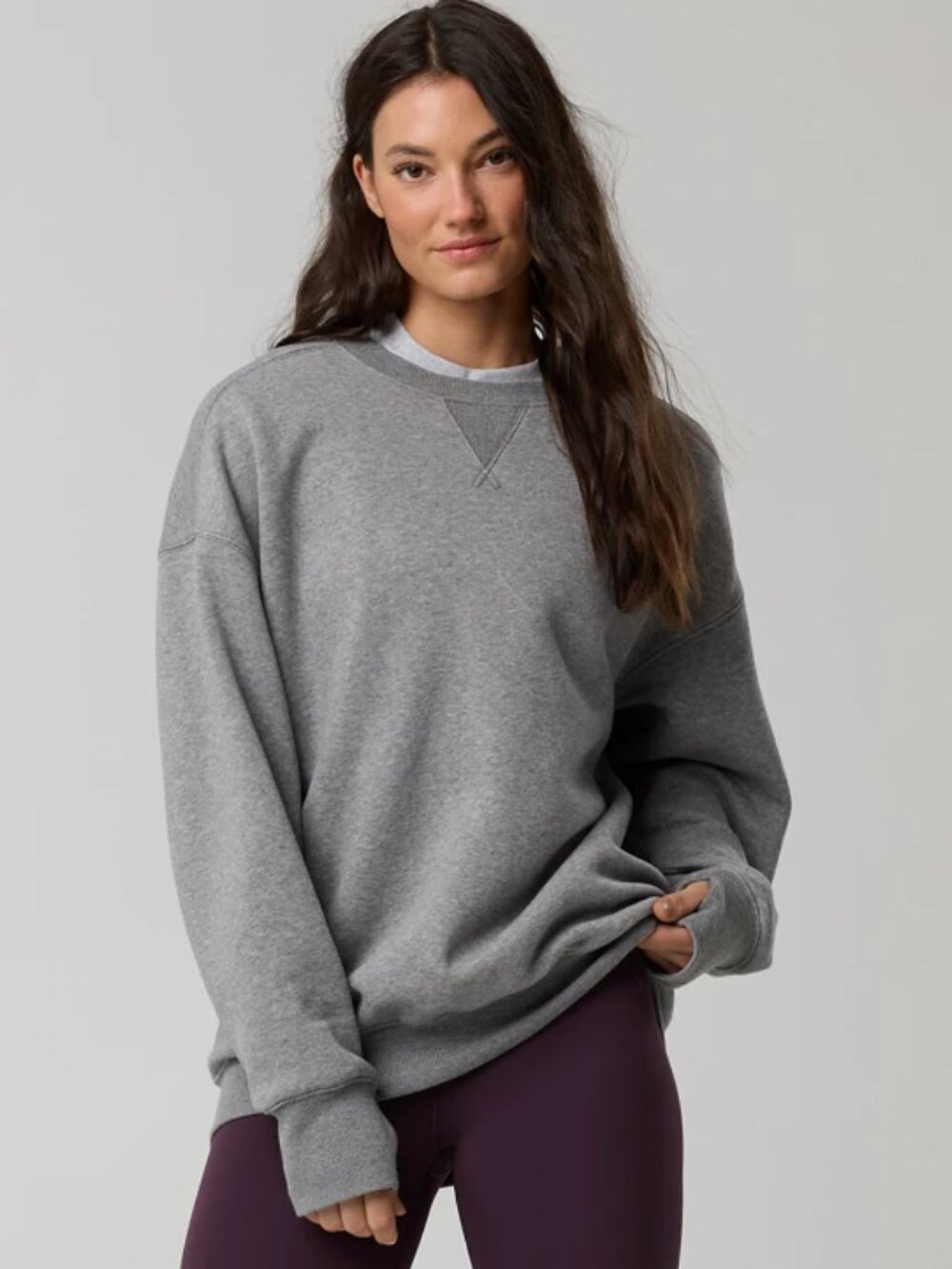 OFFLINE By Aerie Cloud Fleece Oversized Crewneck Sweatshirt in Gray Size L